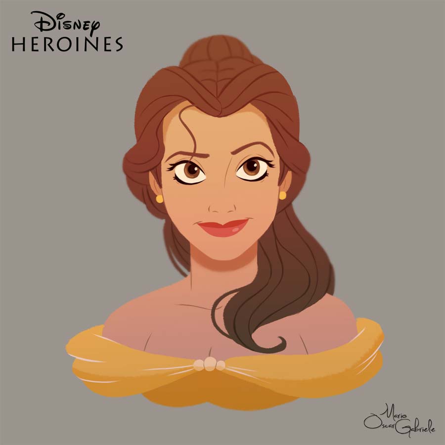 disney-ilustrações-retratos-heroínas-bela