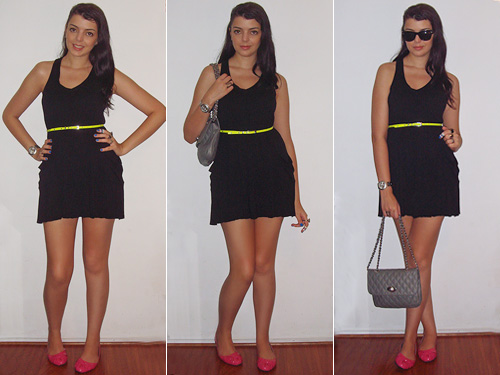 vestido preto com neon