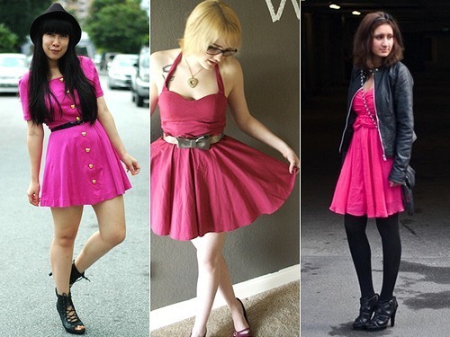 vestido rosa pink com preto