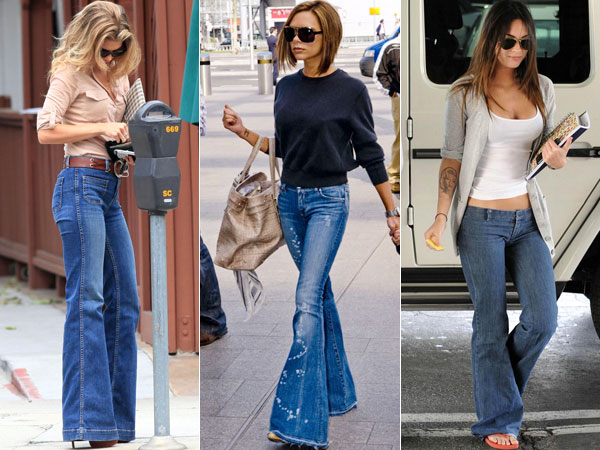 Resultado de imagem para mulher usando jeans flare