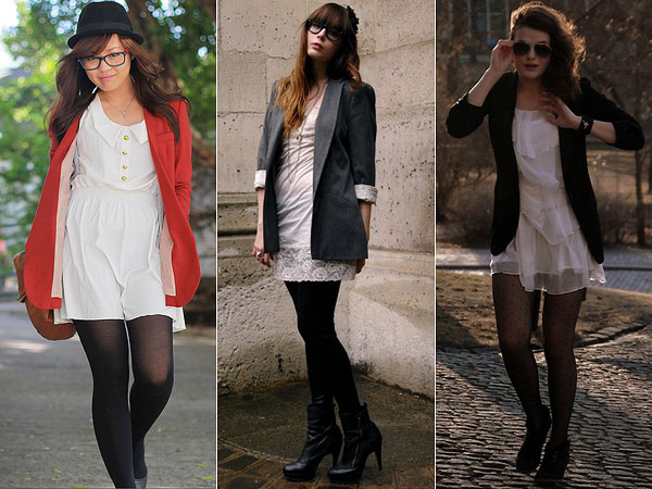 vestido branco com blazer