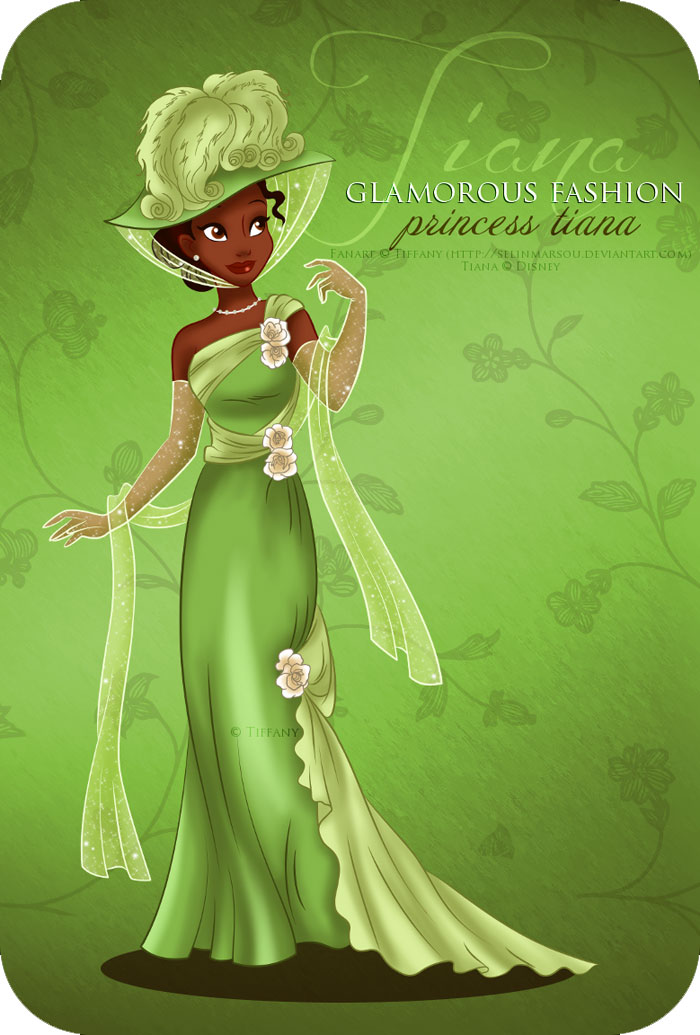 princesa de vestido verde