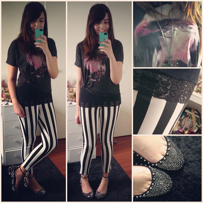 Calça Forever 21 + Regata Costume + Camiseta Zara + Sapatilha Zara + 