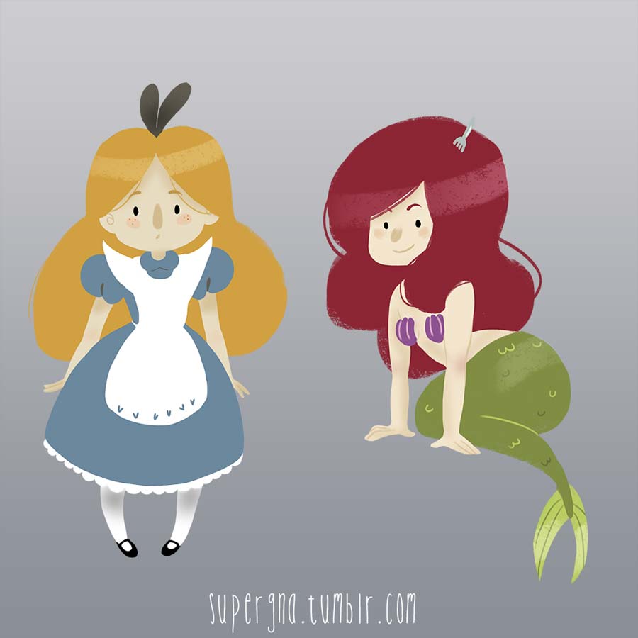 ilustracoesdisney-supergna-princesas-alice-ariel