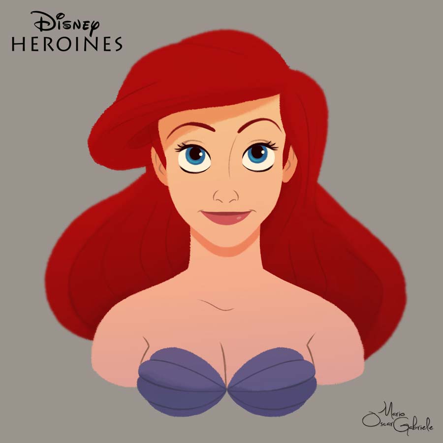 disney-ilustrações-retratos-heroínas-ariel