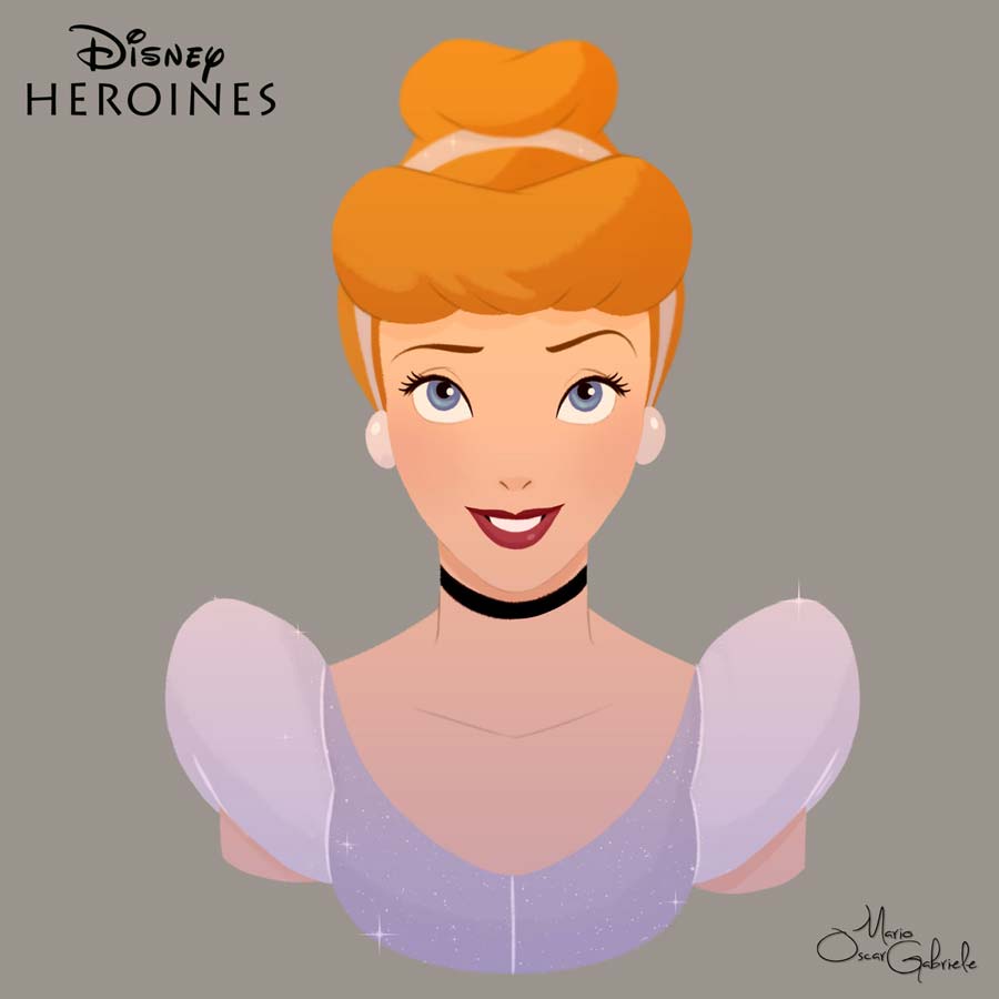 disney-ilustrações-retratos-heroínas-cinderela