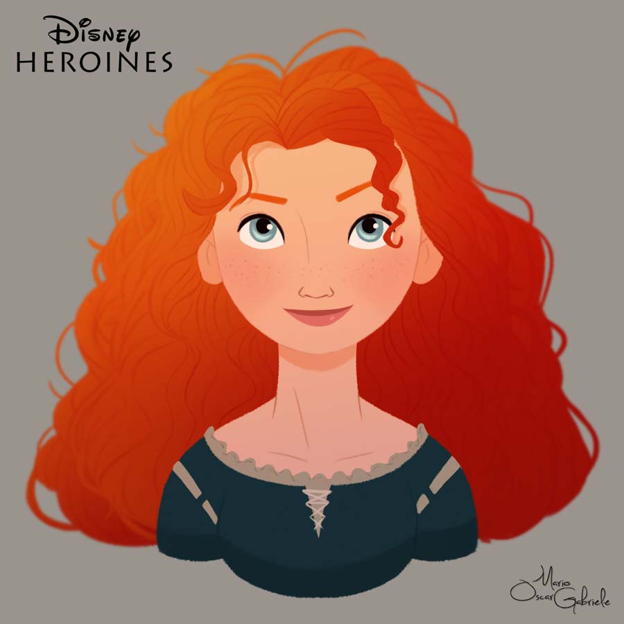 disney-ilustrações-retratos-heroínas-merida