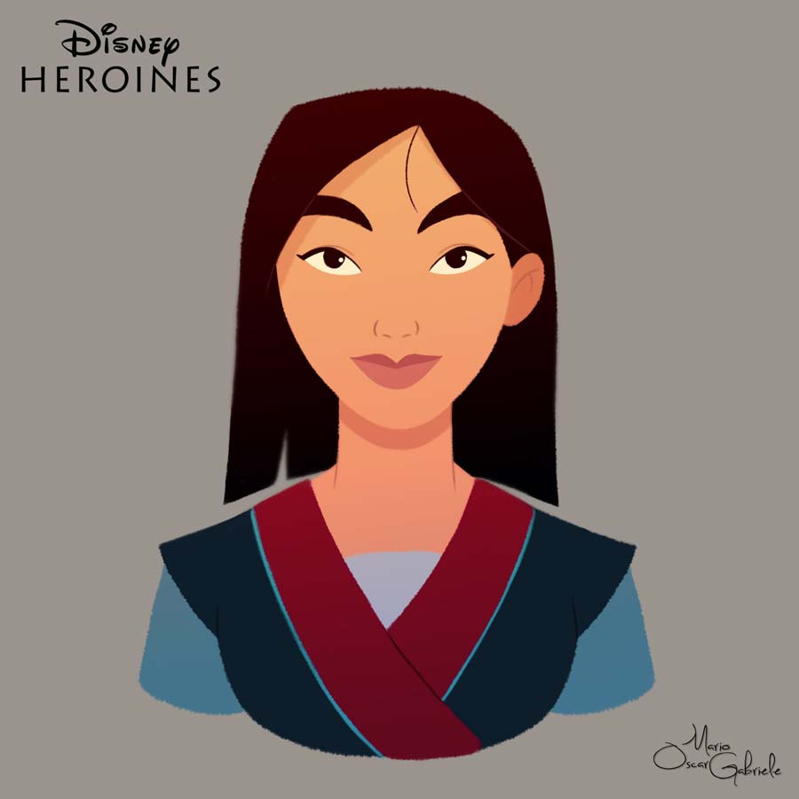 disney-ilustrações-retratos-heroínas-mulan