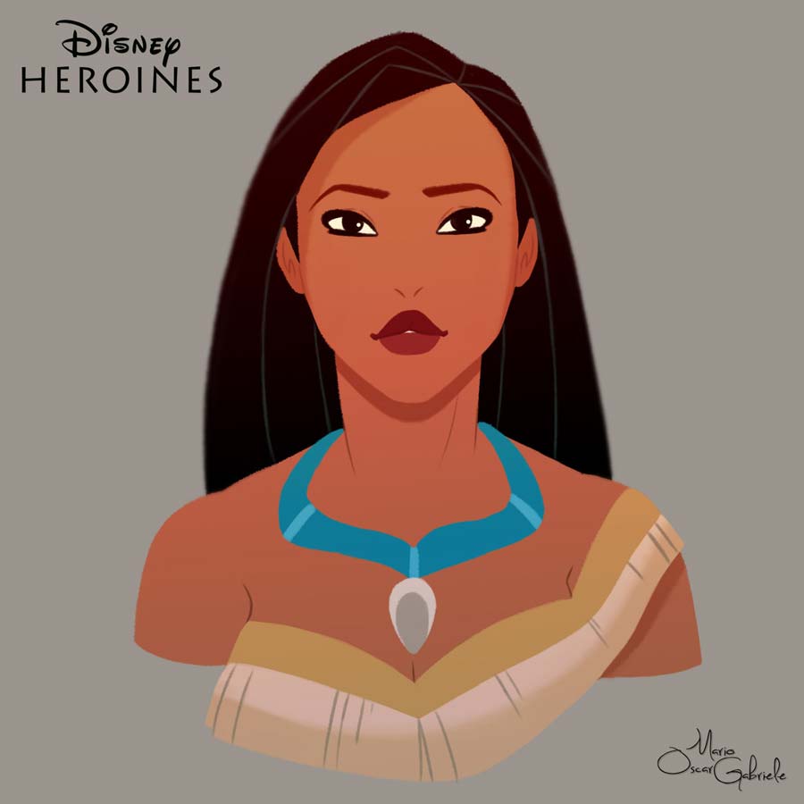 disney-ilustrações-retratos-heroínas-pocahontas