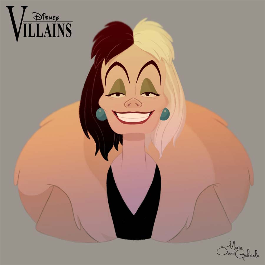 disney-ilustrações-retratos-vilões-cruela