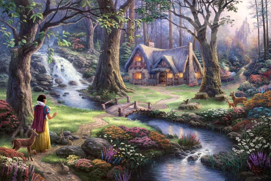 disney-ilustracao-thomaskinkade-disneydreams-brancadeneve