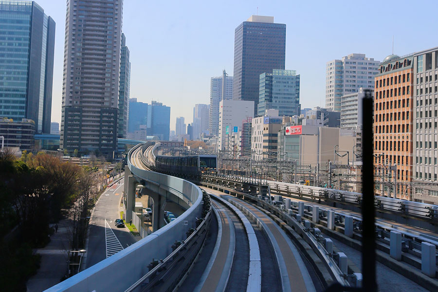 No monotrilho a caminho de Odaiba