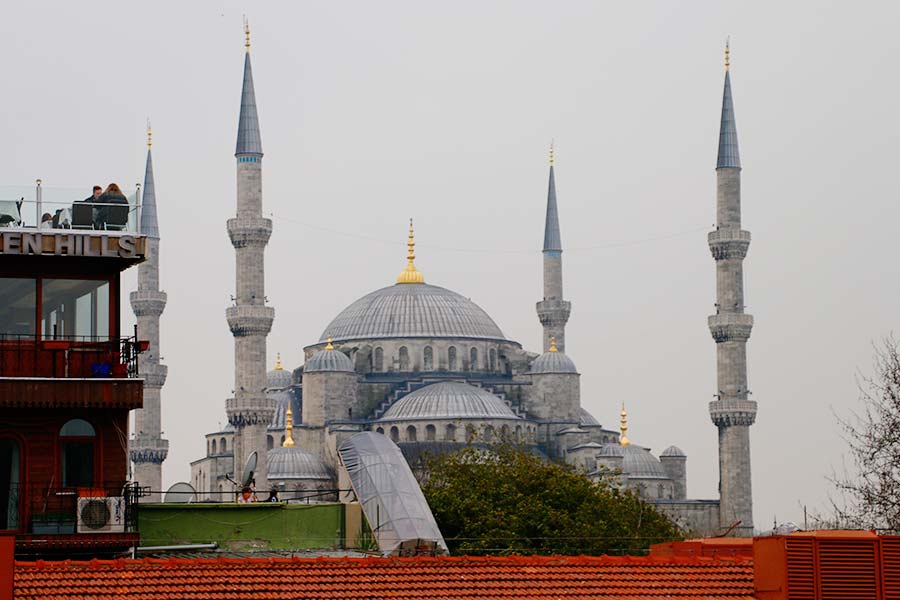 Mesquita Azul vista do hotel