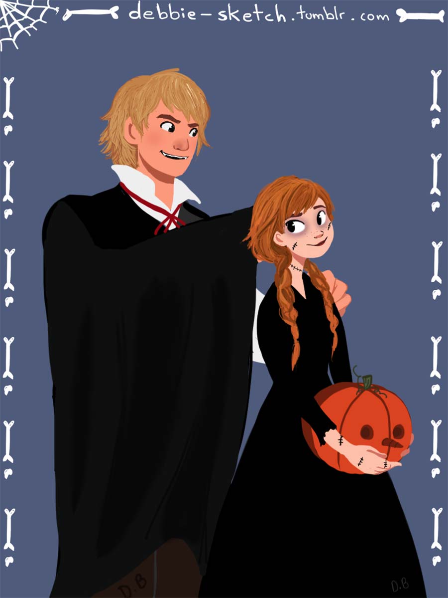 disney-ilustraçao-casaisfantasiados-halloween-anna