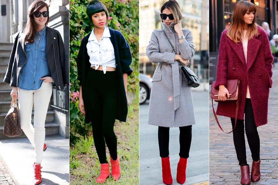 looks para usar com bota vermelha